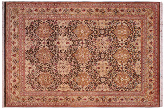 handmade Transitional Kirman Brown Brown Hand Knotted RECTANGLE 100% WOOL area rug 9 x 12