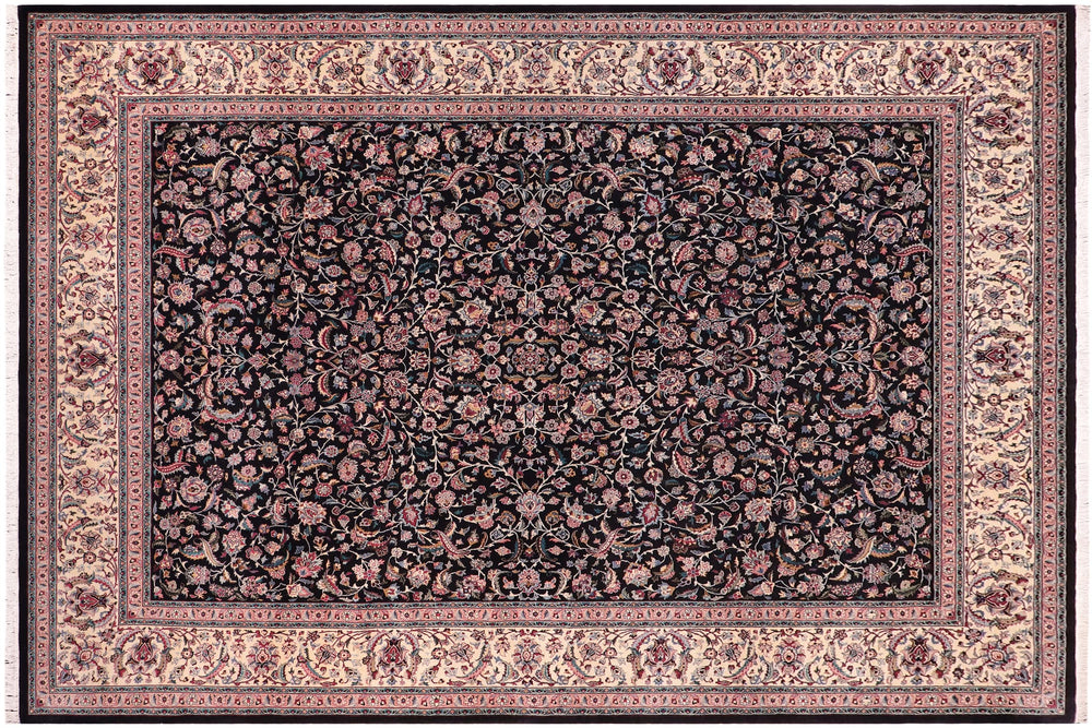handmade Traditional Rehan Black Ivory Hand Knotted RECTANGLE 100% WOOL area rug 9x12