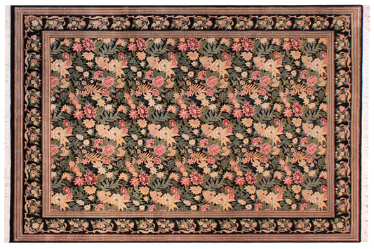 handmade Transitional David Black Black Hand Knotted RECTANGLE 100% WOOL area rug 9x12