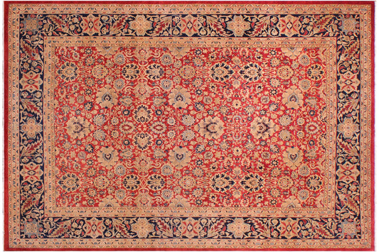 handmade Transitional Mahal Red Blue Hand Knotted RECTANGLE 100% WOOL area rug 9 x 12