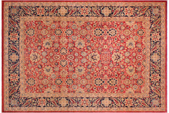 handmade Transitional Mahal Red Blue Hand Knotted RECTANGLE 100% WOOL area rug 9x12