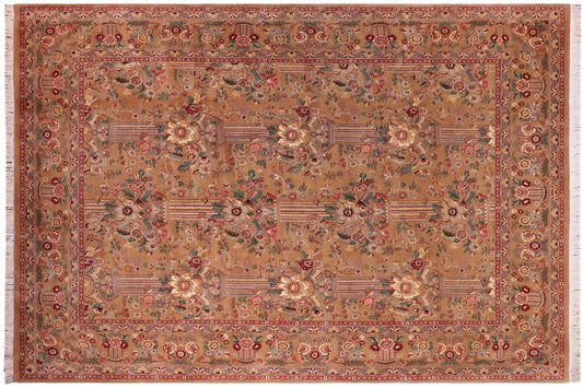 handmade Transitional Pupo Tan Tan Hand Knotted RECTANGLE 100% WOOL area rug 9x12