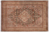 handmade Traditional Tabriz Green Lt. Tan Hand Knotted RECTANGLE 100% WOOL area rug 9x12
