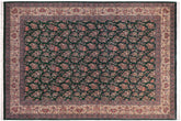 handmade Transitional Sarook Green Green Hand Knotted RECTANGLE 100% WOOL area rug 9x12