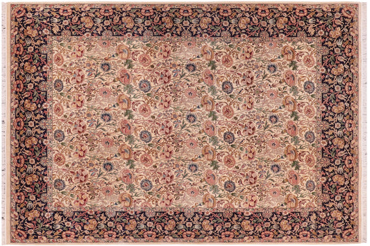 handmade Transitional Sultan Ivory Blue Hand Knotted RECTANGLE 100% WOOL area rug 9x12