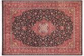 handmade Traditional Kashan Black Red Hand Knotted RECTANGLE 100% WOOL area rug 9x12