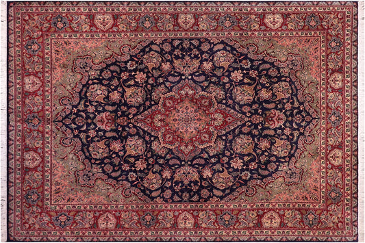 handmade Traditional Tabriz Blue Ivory Hand Knotted RECTANGLE 100% WOOL area rug 9x12