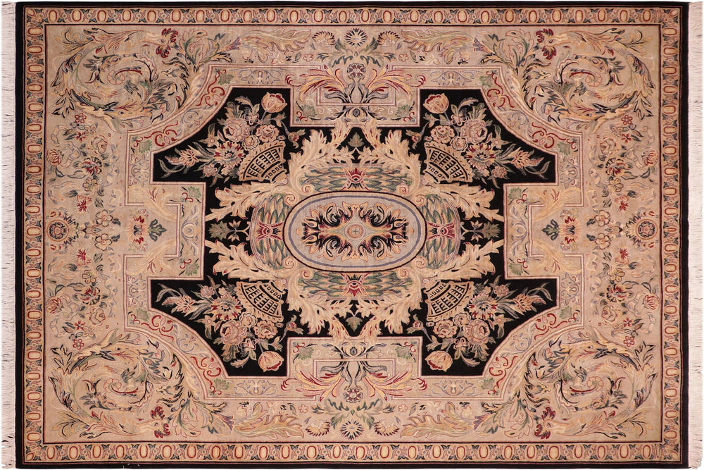 handmade Traditional Angola Black Gray Hand Knotted RECTANGLE 100% WOOL area rug 8x10