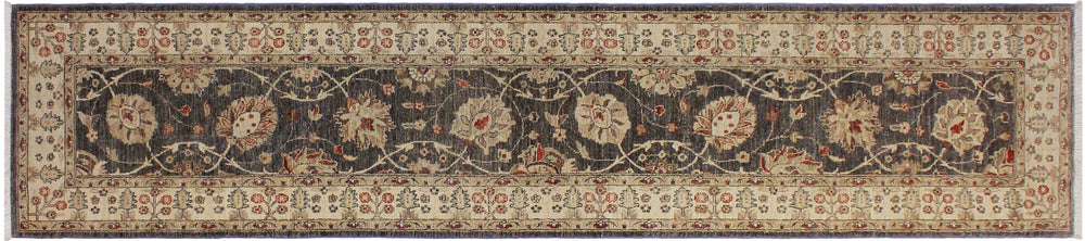 handmade Traditional Kafkaz Gray Beige Hand Knotted RUNNER 100% WOOL area rug 3' x 11'
