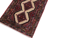 handmade Traditional Hamadan Red Lt. Brown Hand Knotted RUNNER 100% WOOL area rug 3 x 9