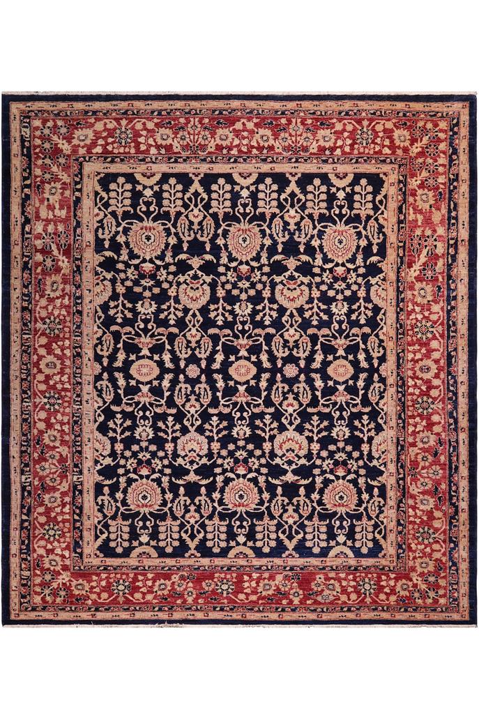handmade Traditional Kafkaz Blue Red Hand Knotted SQUARE 100% WOOL area rug 8 x 8