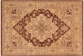 handmade Traditional Kafkaz Brown Tan Hand Knotted RECTANGLE 100% WOOL area rug 8' x 10'