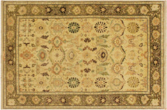 handmade Traditional Sultanabad Beige Green Hand Knotted RECTANGLE 100% WOOL area rug 4x6