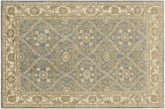handmade Transitional Kafkaz Lt. Blue Ivory Hand Knotted RECTANGLE 100% WOOL area rug 4' x 6'
