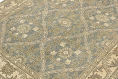 handmade Transitional Kafkaz Lt. Blue Ivory Hand Knotted RECTANGLE 100% WOOL area rug 4' x 6'
