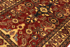 handmade Geometric Super Kazak Red Gold Hand Knotted RECTANGLE 100% WOOL area rug 4' x 6'