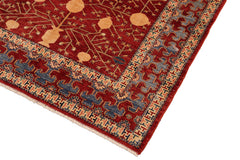 handmade Geometric Super Kazak Red Blue Hand Knotted RECTANGLE 100% WOOL area rug 7' x 10'