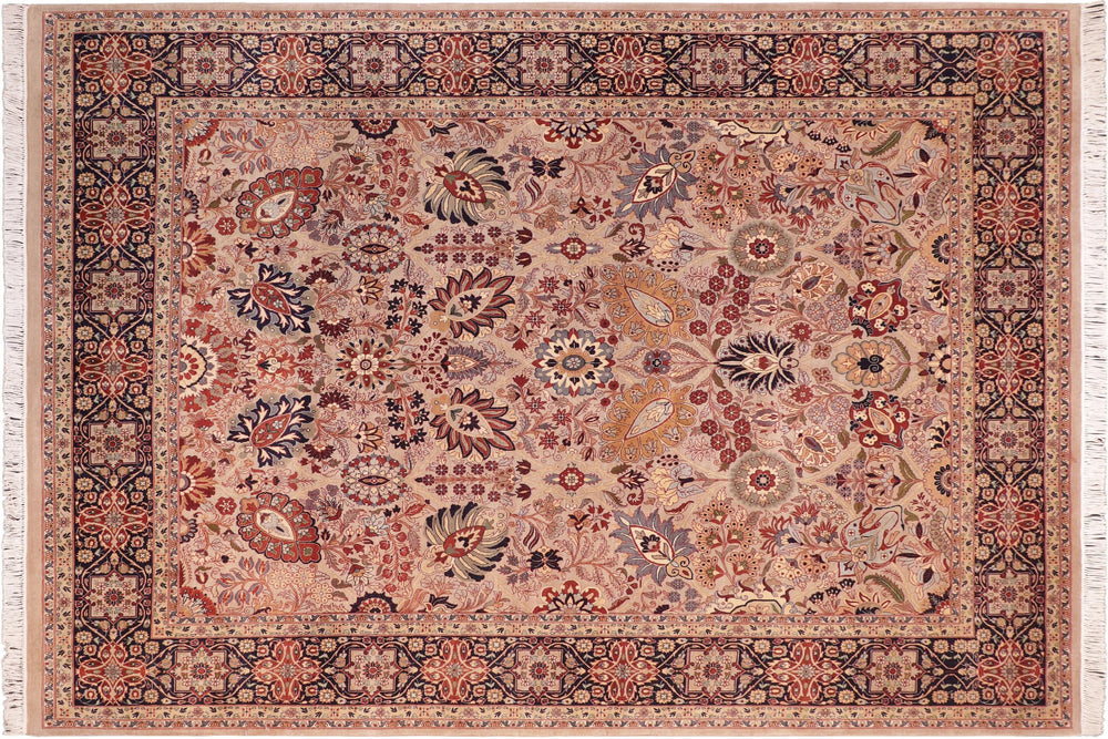 handmade Traditional Tabriz Gray Blue Hand Knotted RECTANGLE 100% WOOL area rug 8x10