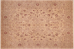 handmade Traditional Agra Tan Red Hand Knotted RECTANGLE 100% WOOL area rug 8x10