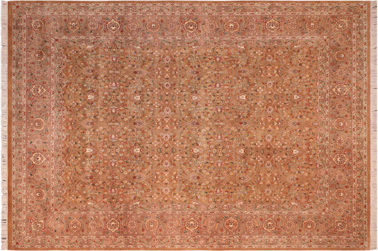 handmade Transitional Lahore Brown Green Hand Knotted RECTANGLE 100% WOOL area rug 8x11