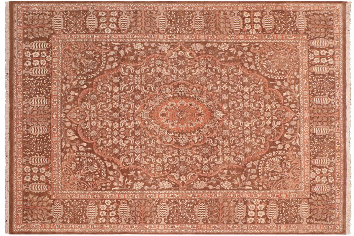 8x10 hand knotted Vegetable Dyed wool rug in brown - Tajdar Raguel