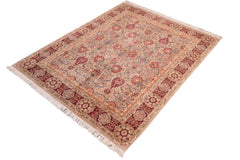 handmade Transitional Lahore Taupe Red Hand Knotted RECTANGLE 100% WOOL area rug 8x11