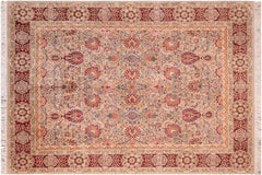 handmade Transitional Lahore Taupe Red Hand Knotted RECTANGLE 100% WOOL area rug 8x11
