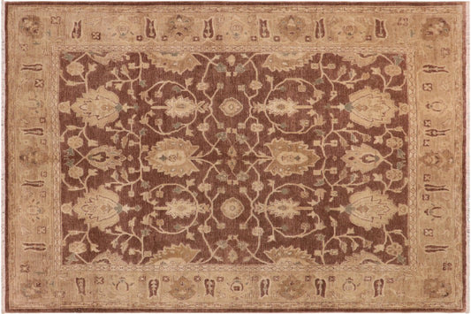 handmade Transitional Kafkaz Brown Tan Hand Knotted RECTANGLE 100% WOOL area rug 8' x 10'