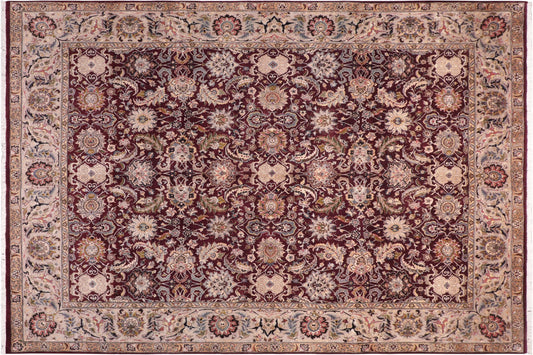 handmade Traditional Agra Red Grey Hand Knotted RECTANGLE 100% WOOL area rug 8x10