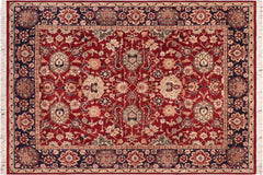 handmade Traditional Lahore Red Blue Hand Knotted RECTANGLE 100% WOOL area rug 8x10
