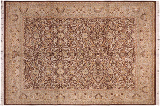 handmade Traditional Brown Beige Hand Knotted RECTANGLE 100% WOOL area rug 8x10
