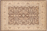 handmade Transitional Kafkaz Brown Beige Hand Knotted RECTANGLE 100% WOOL area rug 8' x 10'