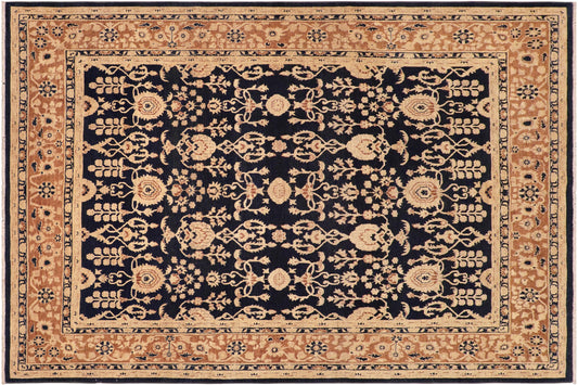 handmade Transitional Kafkaz Blue Brown Hand Knotted RECTANGLE 100% WOOL area rug 8' x 10'