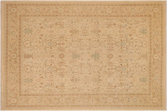 handmade Transitional Kafkaz Beige Tan Hand Knotted RECTANGLE 100% WOOL area rug 9x12