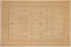 handmade Transitional Kafkaz Beige Tan Hand Knotted RECTANGLE 100% WOOL area rug 9x12