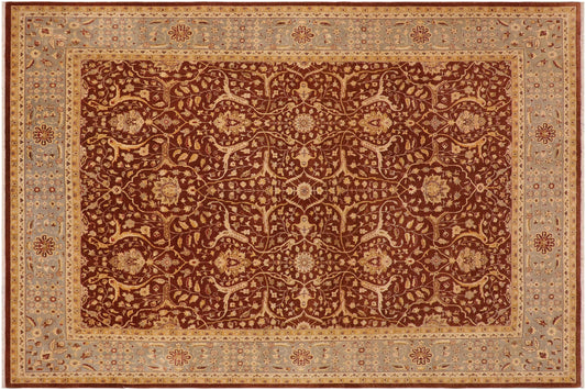 handmade Transitional Kafkaz Brown Gray Hand Knotted RECTANGLE 100% WOOL area rug 9x12