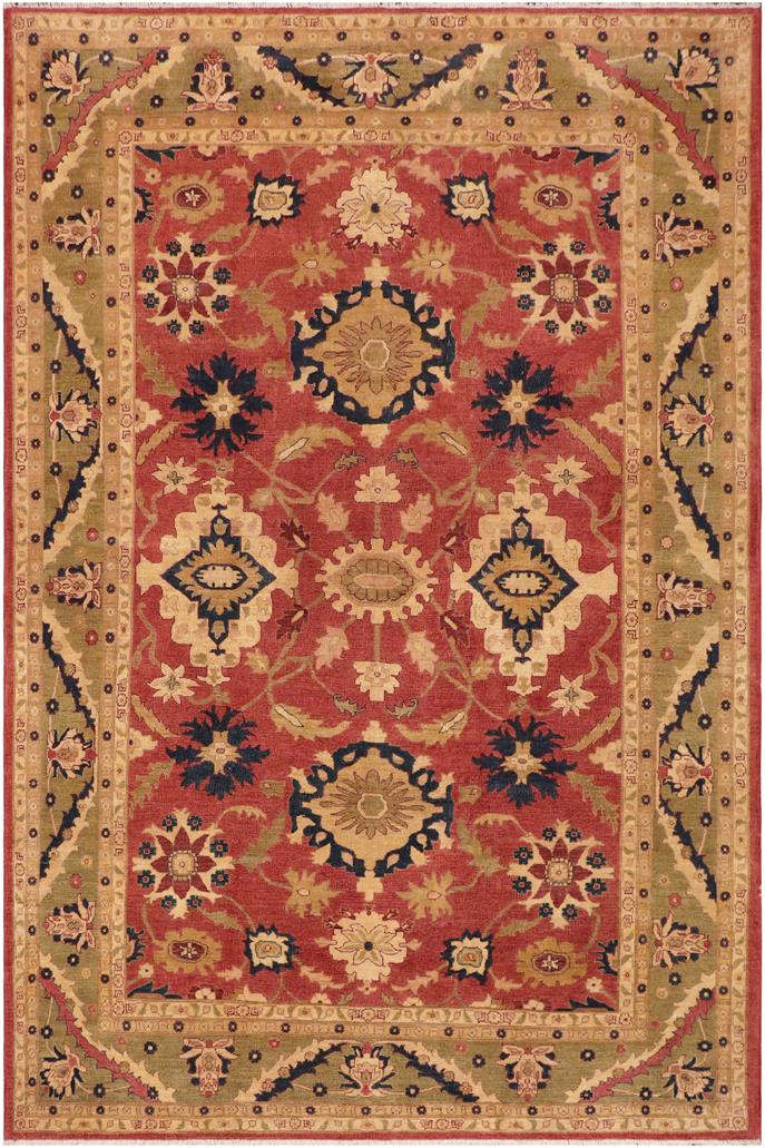 handmade Traditional Kafkaz Rust Lt. Green Hand Knotted RECTANGLE 100% WOOL area rug 9 x 12