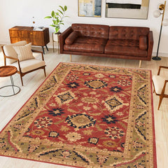 handmade Traditional Kafkaz Rust Lt. Green Hand Knotted RECTANGLE 100% WOOL area rug 9 x 12