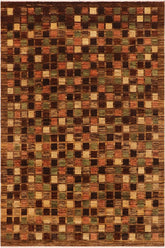 handmade Modern Gabbeh Brown Tan Hand Knotted RECTANGLE 100% WOOL area rug 9 x 12