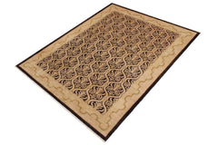 handmade Transitional Kafkaz Black Tan Hand Knotted RECTANGLE 100% WOOL area rug 9' x 12'