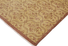 handmade Transitional Kafkaz Gold Brown Hand Knotted RECTANGLE 100% WOOL area rug 9' x 12'