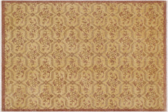 handmade Transitional Kafkaz Gold Brown Hand Knotted RECTANGLE 100% WOOL area rug 9' x 12'