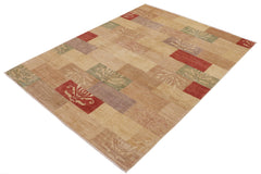 handmade Modern Kafkaz Tan Beige Hand Knotted RECTANGLE 100% WOOL area rug 9' x 11'