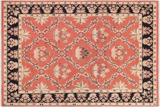 handmade Transitional Kafkaz Orange Black Hand Knotted RECTANGLE 100% WOOL area rug 9' x 12'