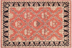 handmade Transitional Kafkaz Orange Black Hand Knotted RECTANGLE 100% WOOL area rug 9' x 12'