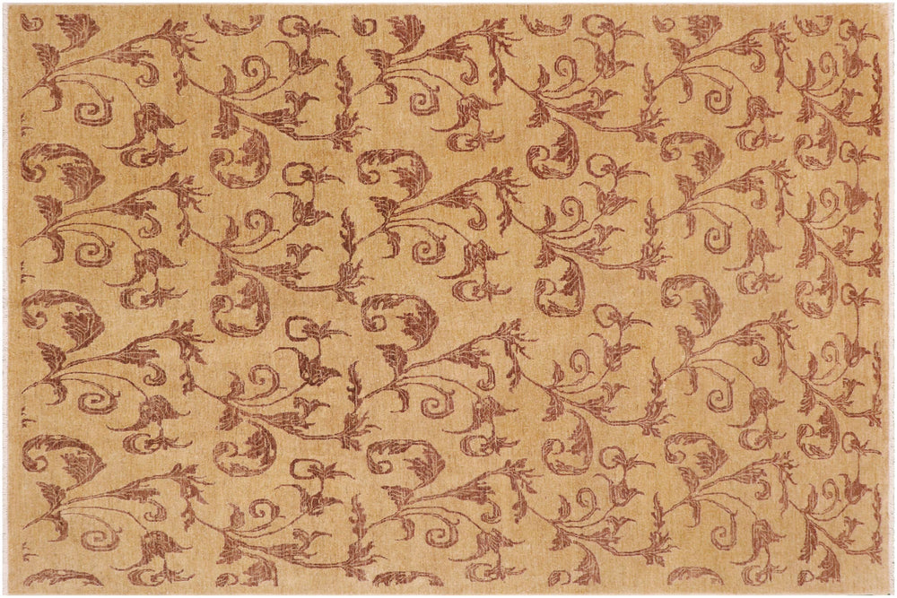 handmade Modern Kafkaz Tan Brown Hand Knotted RECTANGLE 100% WOOL area rug 9' x 12'