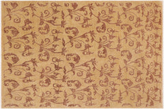 handmade Modern Kafkaz Tan Brown Hand Knotted RECTANGLE 100% WOOL area rug 9' x 12'