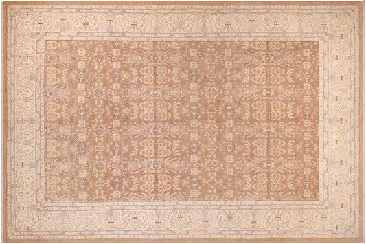handmade Transitional Kafkaz Lt. Brown Beige Hand Knotted RECTANGLE 100% WOOL area rug 9' x 12'