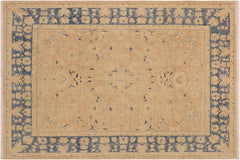 Oriental Ziegler Melda Tan/Blue Hand Knotted Wool Rug - 9'1'' x 11'7''