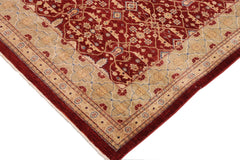 handmade Transitional Kafkaz Red Lt. Green Hand Knotted RECTANGLE 100% WOOL area rug 9' x 12'